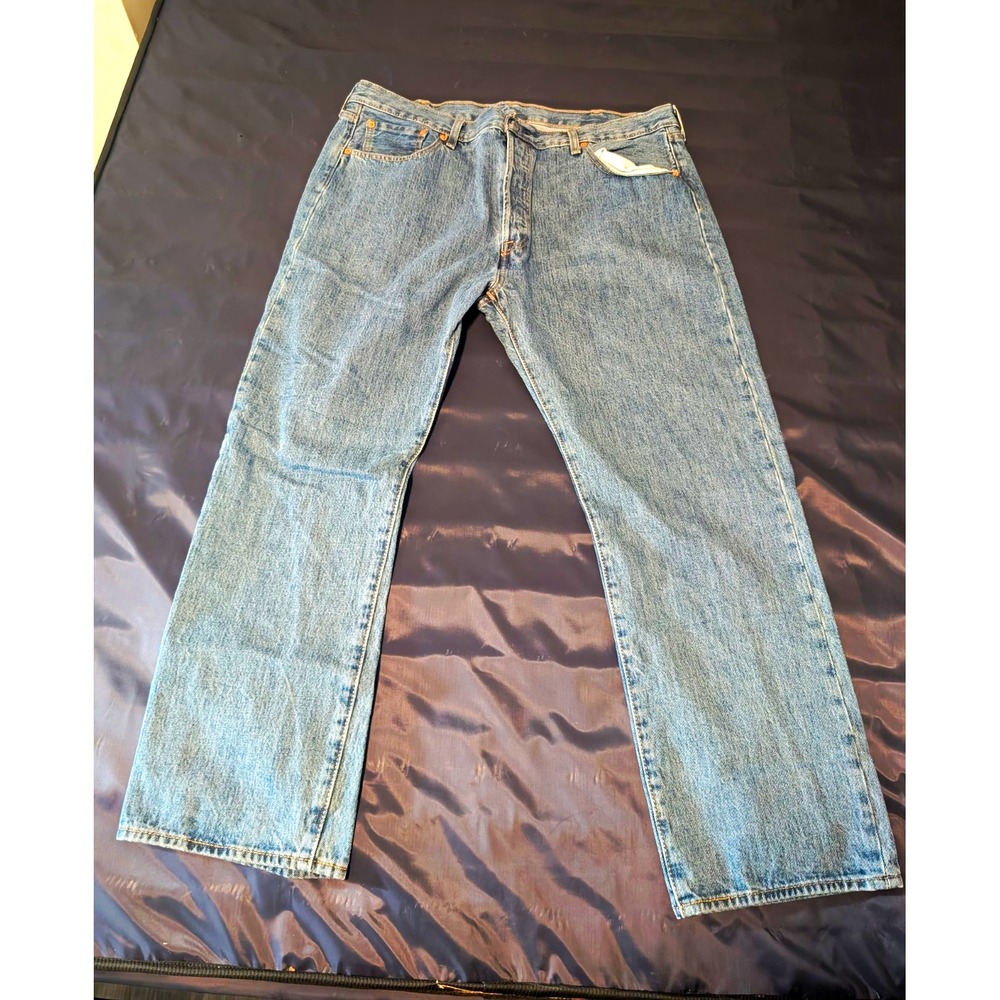 Levi's 501 Mens Blue Medium Wash Straight Leg Regular Fit Jeans 40x30